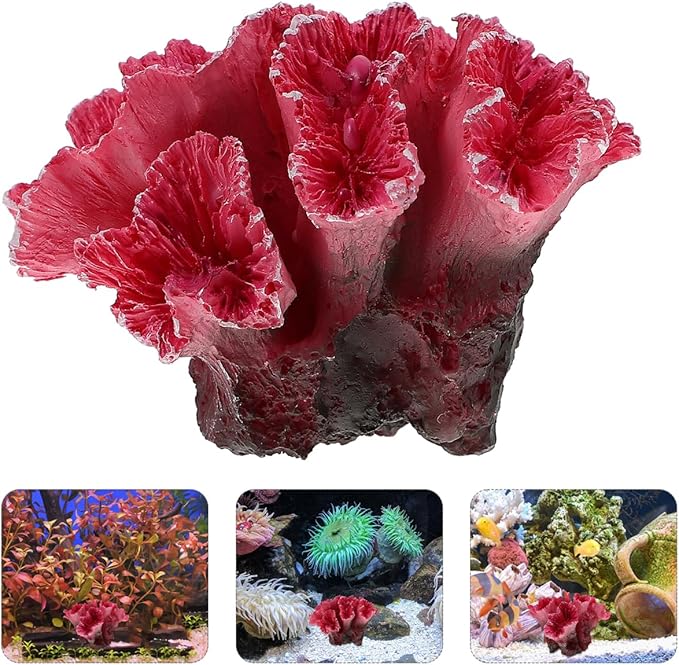 Ipetboom 2pcs Artificial Reef Coral Aquarium Decorations, Red Fish Tank Ornaments, Home Tank Decor Coral for Aquarium Landscape, 2.8x2 Inch