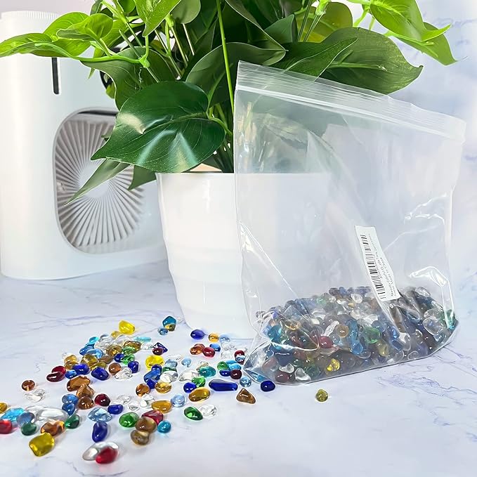 Keedolla Colorful Clear Sea Glass Pebbles Aquarium Gravel Fish Tank Rocks Small, Irregular Glass Gems Stones Beads Marble Pebbles Rock Sand for Garden|Vase Filler|Fish Turtle Tank Decorations