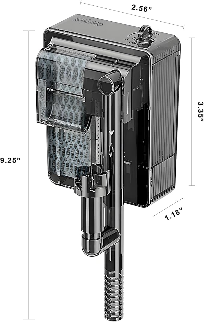 Slim Aquarium Filter, Quiet Fish Tank HOB Filters for up to 5 Gallon Aquariums, 300L/H Adjustable Flow