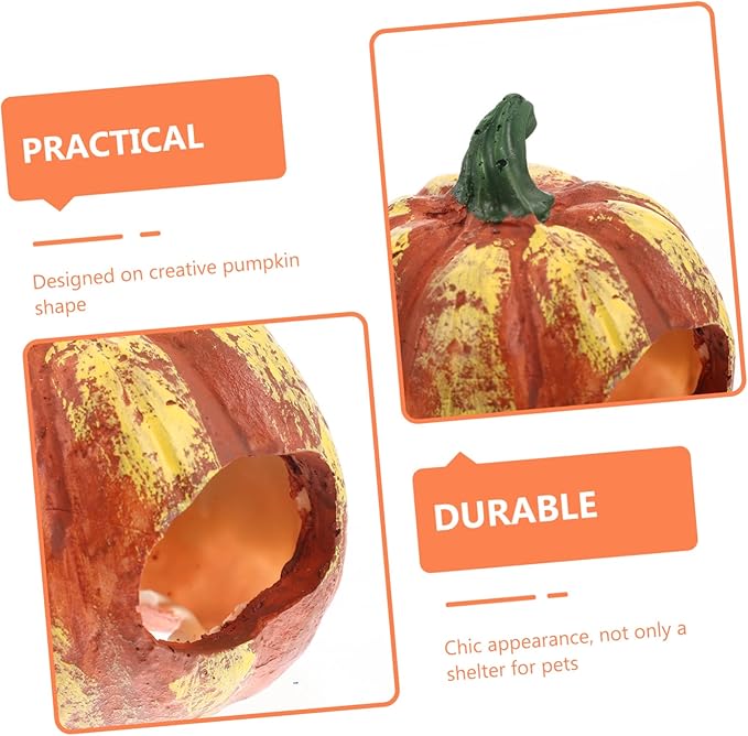 LIOOBO 4pcs Pumpkin Shaped Fish Cave Resin Shrimp Cave Decorative Aquarium Cave for Freshwater Marine Aquarium Accessory