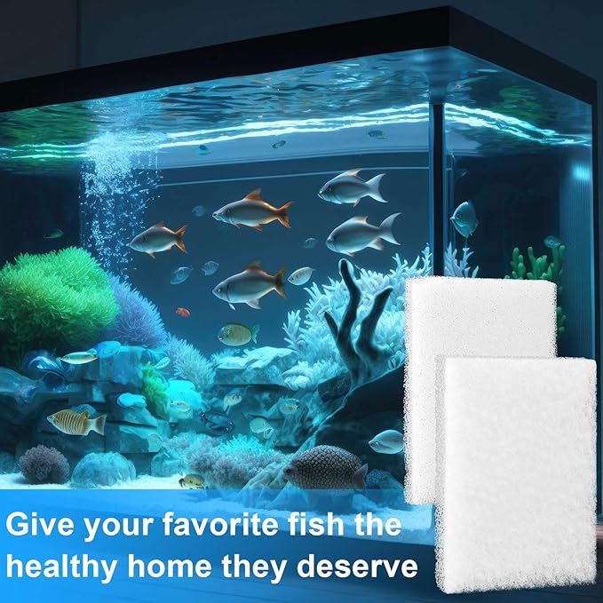 Threlaco 26 Pcs Aquarium Filter Media Kit Compatible with Fluval C2 (30 Gal) Power Filter, 6 White Foam Sponge Pad, 6 Poly Foam Pads, 6 Bio-Screen, 6 Activated Carbon, 2 Pack 3.5 oz/100g Ceramic Ring