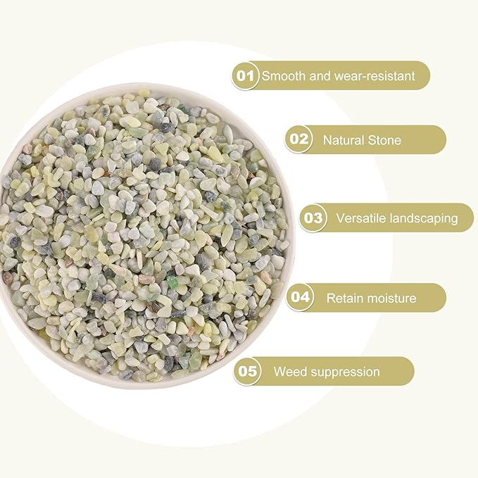 11LB Jade Color 1/8-3/8inch Aquarium Gravel Fish Tank Gravel Pea Gravel for Plants Small Rocks for Indoor Plants Decorative Rocks Colorful Rocks for Vases Rocks for Crafts