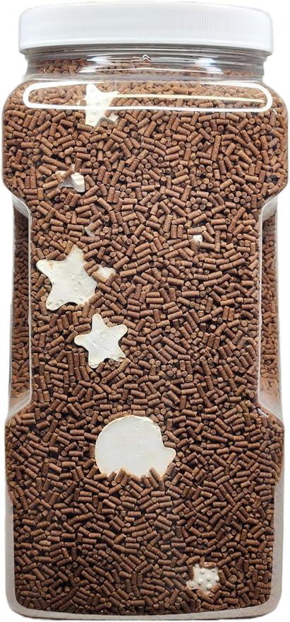 Shrimp Pellets 40% Protein 1/16" x 3/8" Sinking Pellets with 15 Calcium Enriched Food Disks for Shrimp, Snails, Crabs, Catfish, Plecos, Bottom Fish, All Tropical Fish...12oz Jar