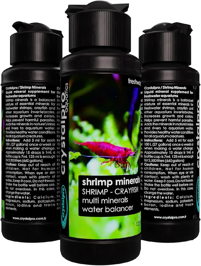 Crystalpro Shrimp Minerals 16.9 Oz – Liquid Aquarium Salt & Trace Elements for Freshwater Shrimp Tanks – Supports Caridina & Neocaridina – Molting & Breeding Additive – Invertebrate Tank Conditioner