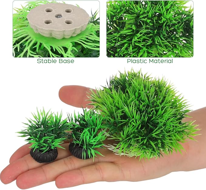 Kisangel Artificial Aquascaping Plants Kit, Pink Bonsai Tree Fake Plastic Ornaments, Japanese Style Décor for Fish, Turtle & Axolotl Habitats, 11.4" x 9.4"