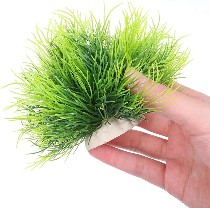 3 Pack Aquarium Plants, Realistic Plastic Fish Tank Plants Green Artificial Aquarium Decor Fish Tank Decorations for Aquascaping Reptile Terrariums