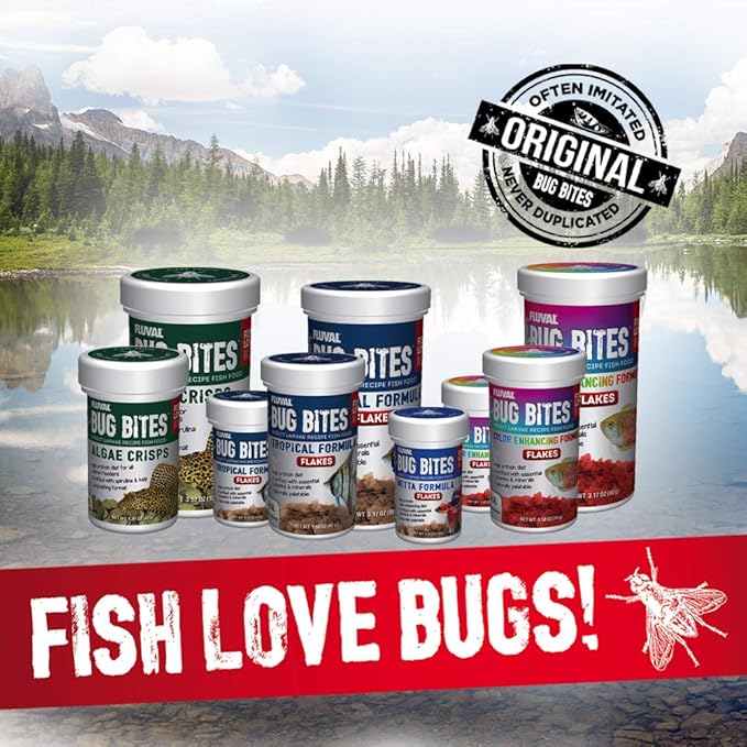 Fluval Bug Bites Tropical Fish Food, Flakes for Small to Medium Sized Fish, 3.17 oz., A7332, Brown (Pack of 2)