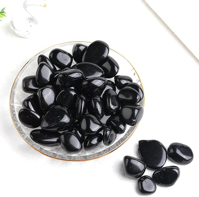 1PC Natural Crystal Amethyst Rose Quartz Gravel Irregular Polishing Minerals Specimen Stone Aquarium Home Decor,Obsidian,1pc