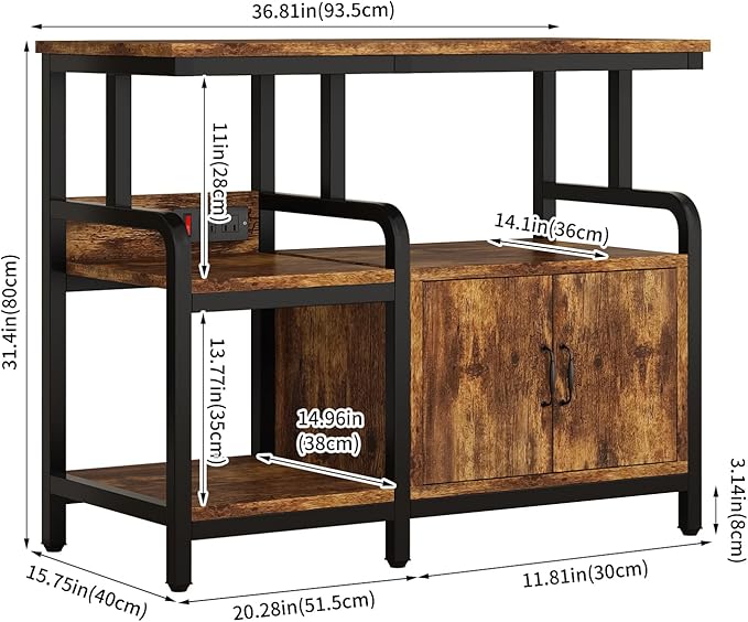 Multi-Tier Aquarium Stand for 20–37 Gallon Fish Tanks, Heavy-Duty 29/30/40 Gallon Fish Tank Stand with Storage Cabinet, Curved Safety Frame, Steel Frame 750 lbs Capacity, Reptile & Terrarium Tank Stand for Home Office
