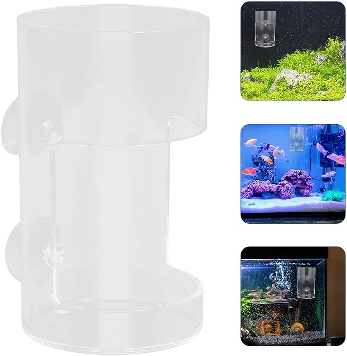 Automatic Fish Feeder for Aquarium with Acrylic Feeding Dish, Suction Cup Tank Shrimp Feeder, Precise Spot Feeding Tool for Betta and Guppy Fish Tanks
