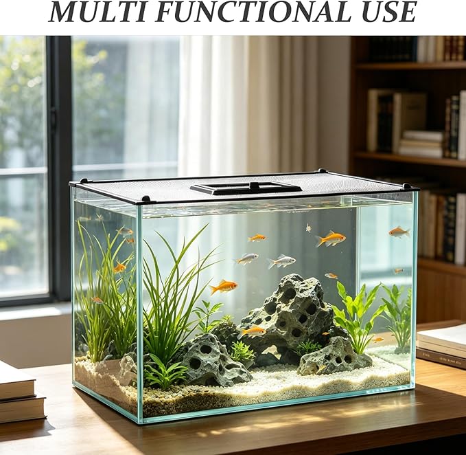Magnetic Fish Tank Cover Net - Aquarium Lid Mesh Top Hood Anti-Jumping Aquarium Cover - Replacement Accessories for Fish Bowl Terrarium 50x30cm/20 x12