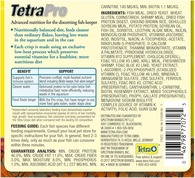 Tetra 77072 TetraPRO Tropical Crisps for Fishes, Net wt 2.37 oz