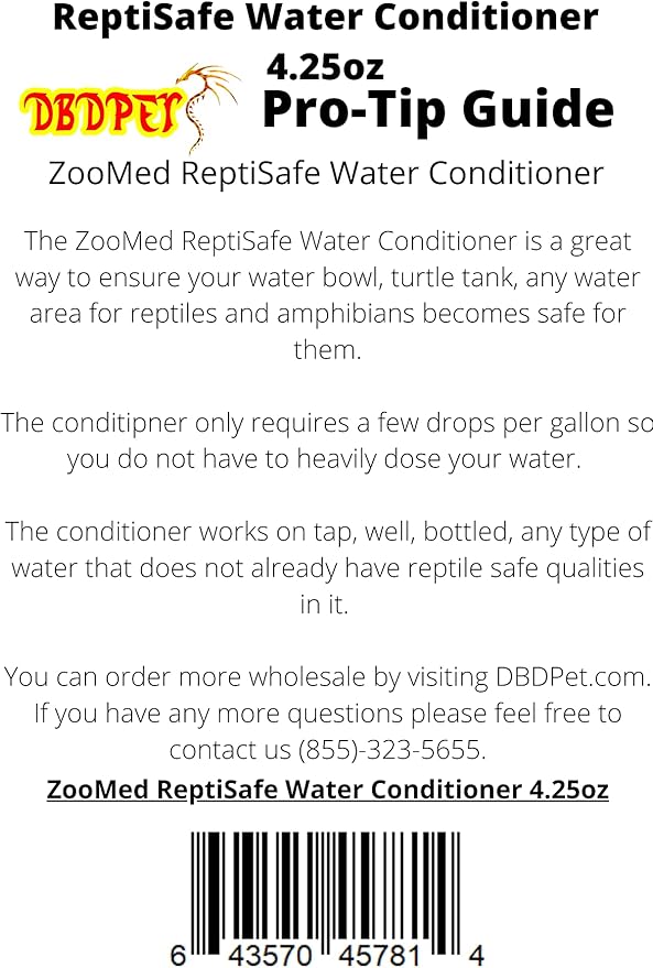 ReptiSafe Water Conditioner for Reptiles 4.25oz - Includes Attached DBDPet Pro-Tip Guide