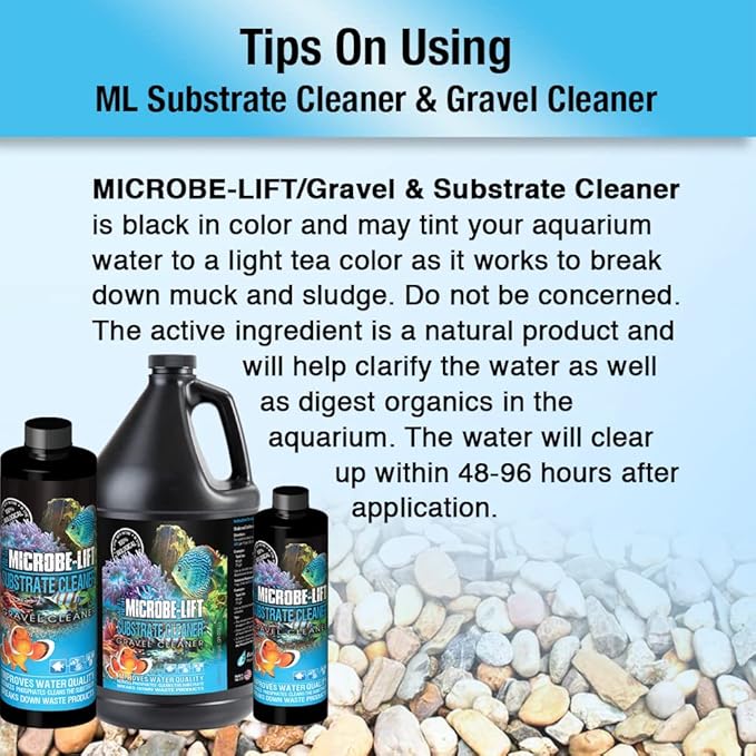 MICROBE-LIFT Gravel & Substrate Cleaner for Saltwater Aquarium and Freshwater Tanks, Tank Cleaner and Aquarium Water Conditioner, Clarifies Water, Reduces Sludge, Aquarium Supplies, 4 Ounces (GSC04)