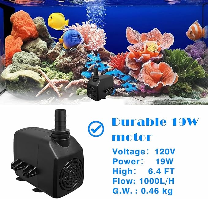 Aquarium Water Pumps (Black, 400GPH,25W)