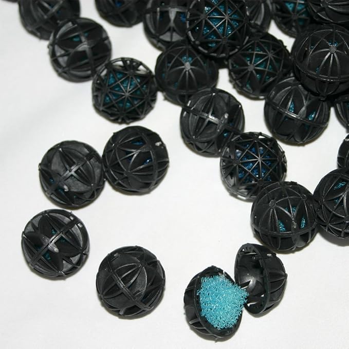 250SB 1" Bio Balls with Inside Sponge Filter Media for Aquarium Fish Tank Pond Filtration
