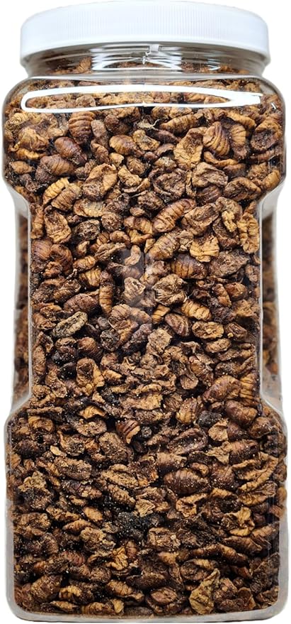 Silkworm Pupae, Freeze Dried for Koi, Pond Fish, Turtles, Large Fish. Silkworm is Rich in Natural Lipids & Proteins and a Natural Color Enhancing Treat..5oz Small Jar