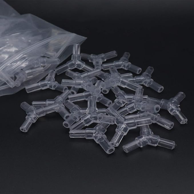 Xiaoyztan 60 Pcs Plastic 3-Way Y-Shape Aquarium Air Valves Splitter Pump Tubing Connectors