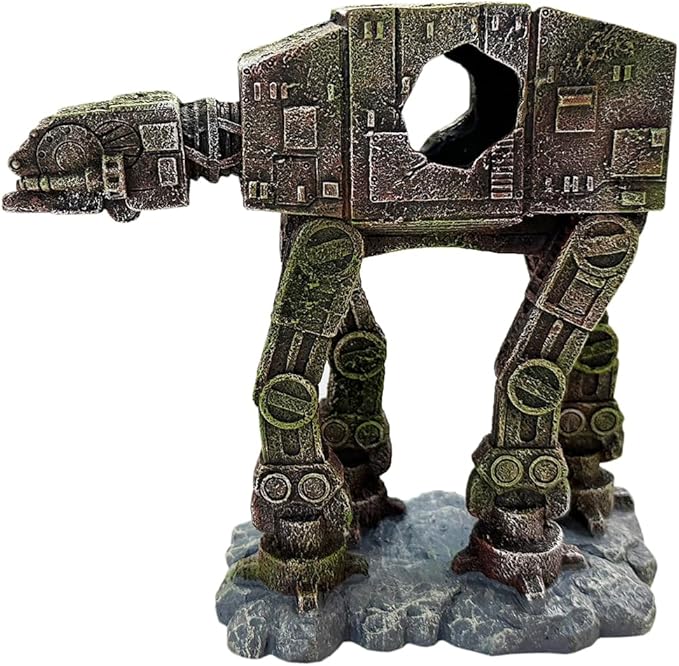 SLOCME Aquarium at-at Imperial Walker Decorations - Fish Tank Tropical Betta Fish Hideouts Cave Ornament