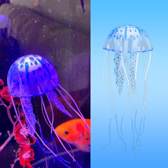DJDIRY 5 PCS Aquarium Ornaments Soft Silicone Mini Jellyfish Decorations, Floating Artificial Realistic Jellyfish Marine Animal for Large/Small Fish Tank DIY
