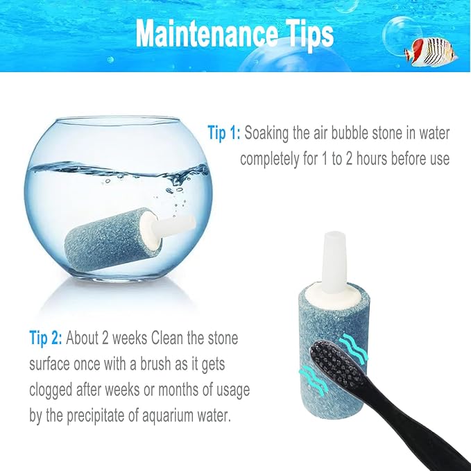 15 Pack Aquarium Air Stones - Air Pump Accessories of 1 Inch Cylinder Fish Tank Air Stone Aerator Bubble Diffuser for Nano Air Pumps Fish Tanks and Small Buckets