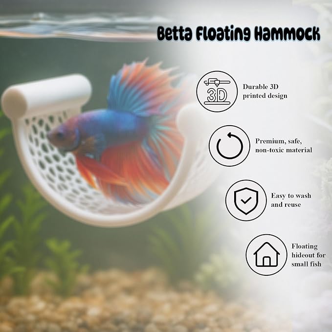 White Betta Fish Hammock β Minimalist Floating Rest Platform for Shrimp, Nano Fish, and Bettas β Clean Aquarium Perch Ledge, Aquascape Decor for Low Flow Tanks, Floating Bed for Small Fish