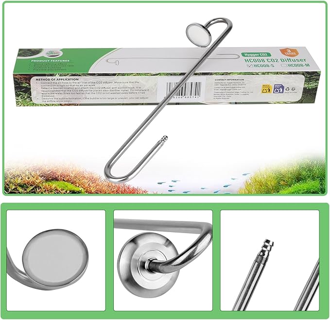Stainless Steel CO2 Difusser Atomizer Used for Aquarium Plants,Water Grass Tank,Fine and Uniform Bubbles, Durable and Not Easy to Rust (M(30cm))