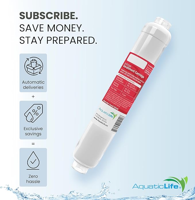 AquaticLife RO Buddie Inline Sediment Filter Cartridge, 5-Micron Reverse Osmosis Deionization Water Filter Replacement Cartridges