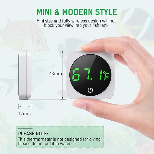 PAIZOO Aquarium Thermometer, LED Digital Fish Tank Thermometer High Accurate to ±0.9℉, Aquarium Fish Tank Accessories for Betta, Goldfish, Axolotl, or Aquatic Pet, White