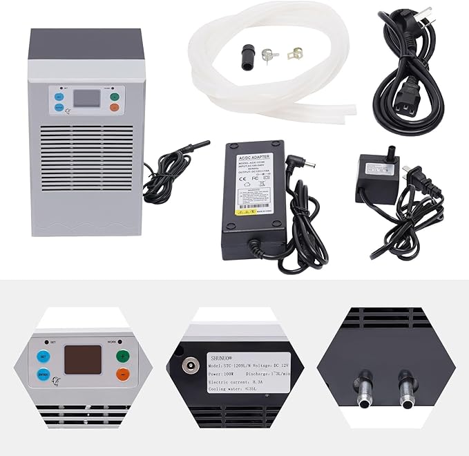 12V Aquarium Water Chiller Pump with 2M Hose, Cooling System for Fish Tanks, 1-3L/Min Circulating Pump, Efficient Water Cooling for Freshwater & Saltwater Aquariums