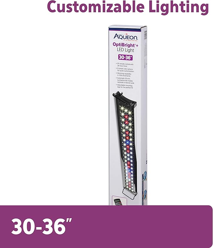Aqueon Optibright Plus LED Fish Tank Aquarium Lighting System with Remote Control, 30 to 36 Inch
