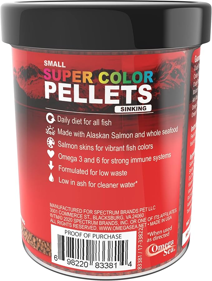 Omega One Super Color Sinking Pellets, 2mm Pellets, 4.2 oz