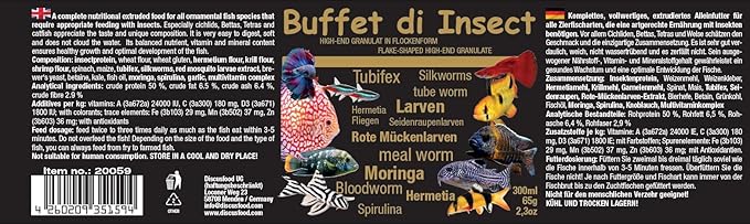 Discusfood Fish Food - Insect Mix Buffet di Insect - Premium Fish Food for All Ornamental Fish - 65g