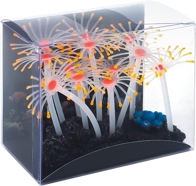 Uniclife Glowing Effect Artificial Coral Plant for Fish Tank, Decorative Aquarium Ornament, Orange
