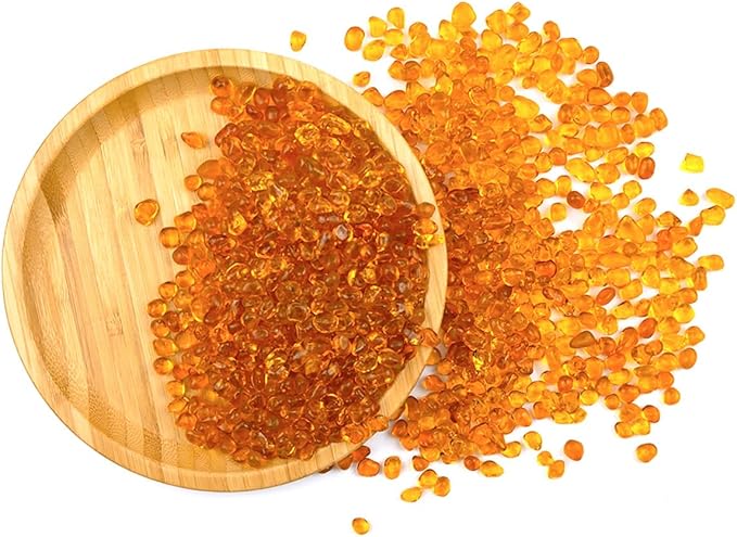 Glass Stones, 1Lb/460g Irregular Sea Glass Pebbles Non-Toxic Artificial Crystal Stones for Vase Filler/Aquarium Decoration/Gems Displaying/Wishing Bottle Making, Orange