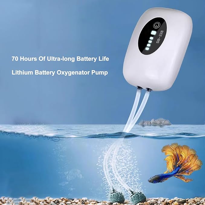 Yosoo Aquarium Air Pump USB Rechargeable Oxygen Pump Fish Bubbler High Capacity 4800mAh Lithium Battery Quiet Operation Durable Portable Automatic Start up Ideal for Indoor (4800mAh)