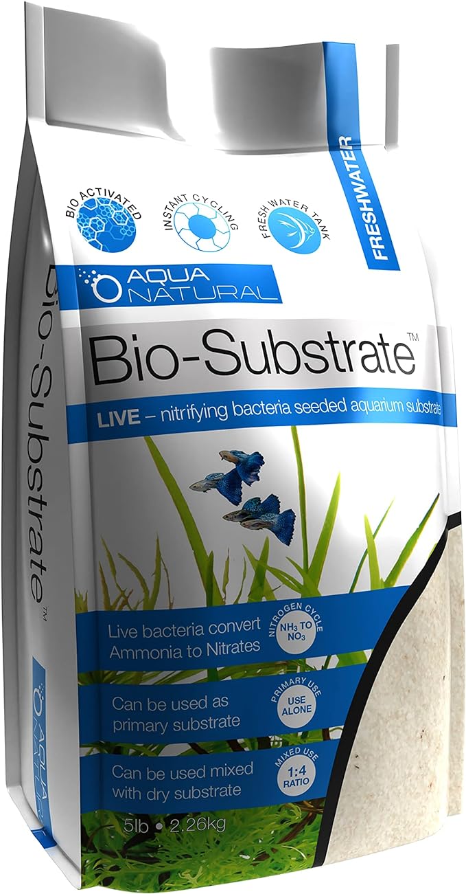 Aqua Natural Sugar White Sand Bio-Substrate 5lb for Freshwater Aquariums, Sand seeded with Start up bio-Active nitrifying Bacteria