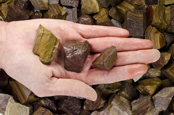 Fantasia Materials: 18 lbs Brinjal Stripe Jasper Rough Stones from India