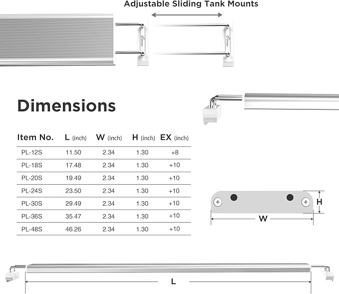Finnex Planted+ 24/7 Aquarium LED Light, 660nm Plant Red, 3.0 Series, 36"