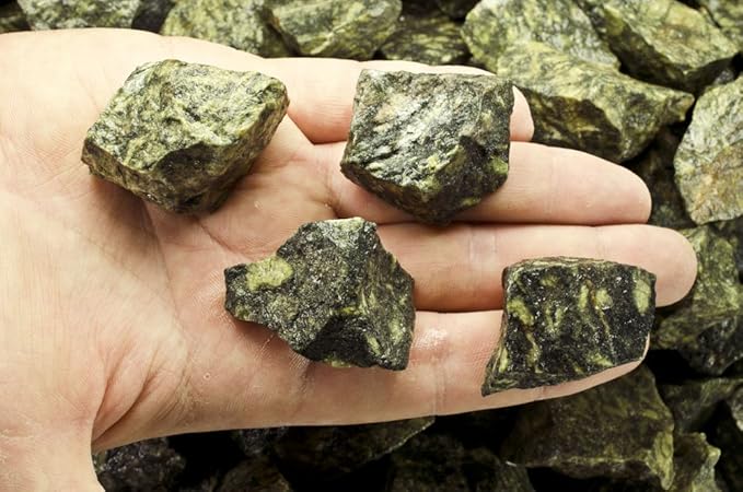 Fantasia Materials: 3 lbs Green Worm Rough Stones from India