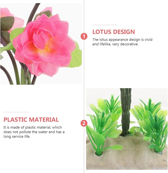 Milisten Artificial Lotus Flower Decoration for Fish Tank Realistic Faux Water Lily Ornament for Aquariums Elegant Aquarium Plant Accessory for Home and Office Decor