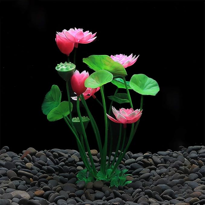 Pink Artificial Water Plants, Aquatics Grass Flower Simulation Wedding Favors Plastic Artificial Lotus Fish Tank Ornament Aquarium Décor Plastic Plants for Party Fish and Aquatic Pets