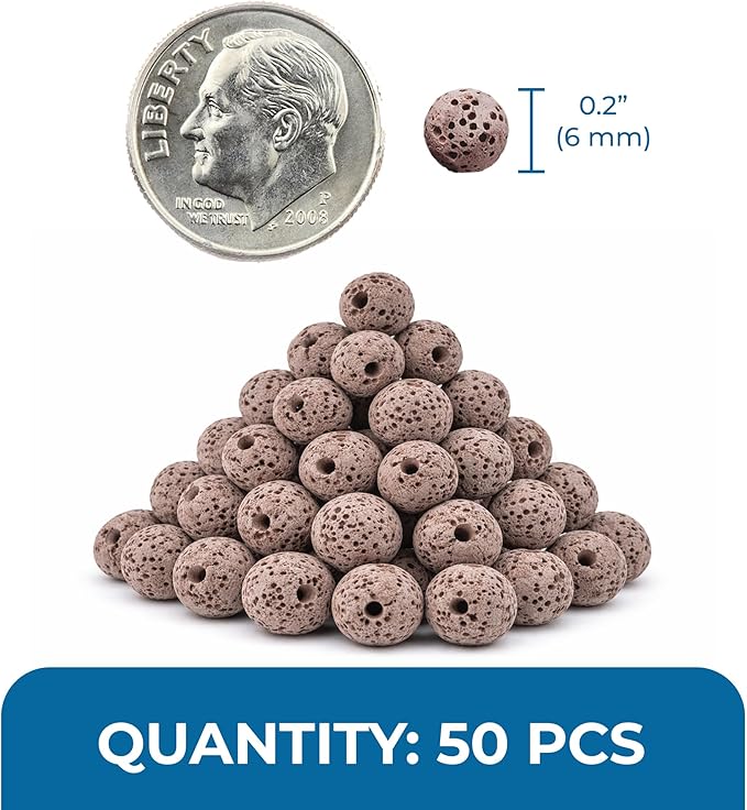 SunGrow Betta Lava Beads, Lightweight Substrate for Fish Tanks, Decorative Gravel for Aquariums, Brown Volcanic Lava Rocks for Filtration, 0.2", 50 Pcs per Pack
