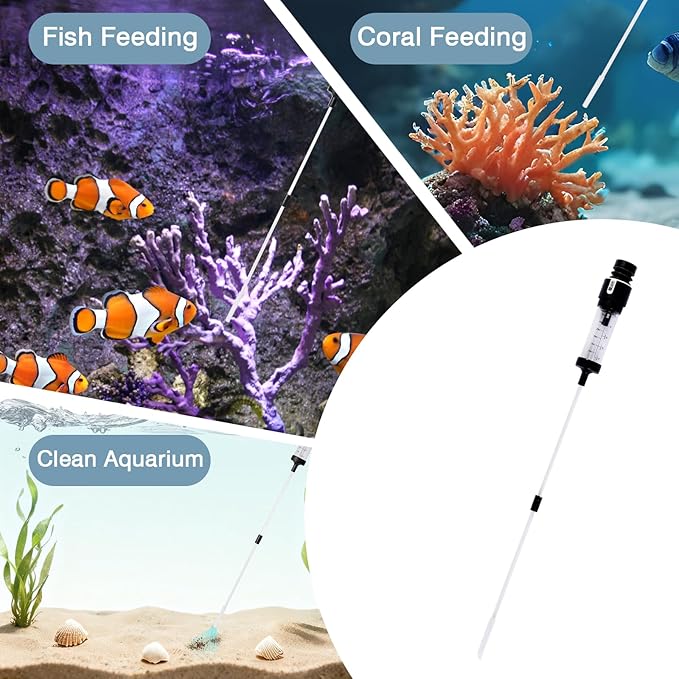 Aquarium Siphon Cleaner for Waste Remover Coral Feeder Fish Feeder, Upgraded 21inch Aquarium Siphon Pipette Sand Cleaner, Fish Tank Feeding Tube