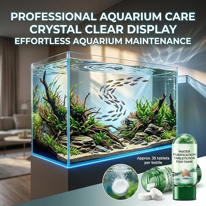 Water Purification Tablets for Fish Tank, Powerful Aquarium Water Purification Tablet, Efficient Clear Turbidity & Improve Water Quality, Remove All Kinds of Turbidity from Fish TankWater (5pcs)