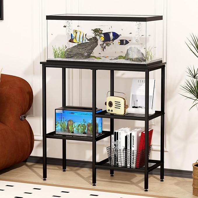 20 Gallon Fish Tank Stand Aquarium Fish Tank Stand, 3 Tier Metal Rack for Living Room/Office/Aquarium 29.1 x 12.3 x 30.1 Inches 330 LBS (Black)