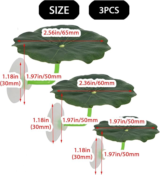 3PCS Betta Fish Leaf Hammock, Soft Aquarium Decor Plastic Plants, Betta Hammock Bed with Suction Cups, Fish Tank Decoration for Sleeping Hiding Playing – Natural Green Lotus Leaf Design