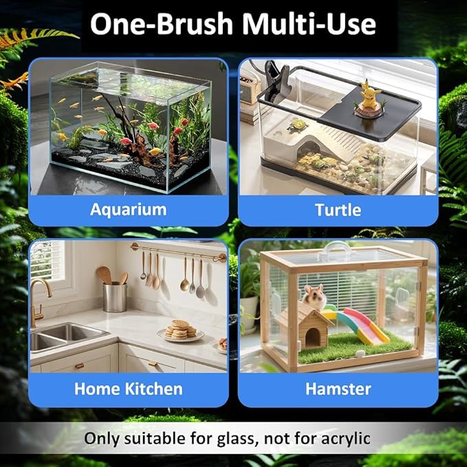 Fish Tank Cleaner with Five Sided Sponge Brush and Long Handle Aquarium Scrubber Alage Scraper for Glass Aquariums Terrarium Home Kitchen(2Pack)