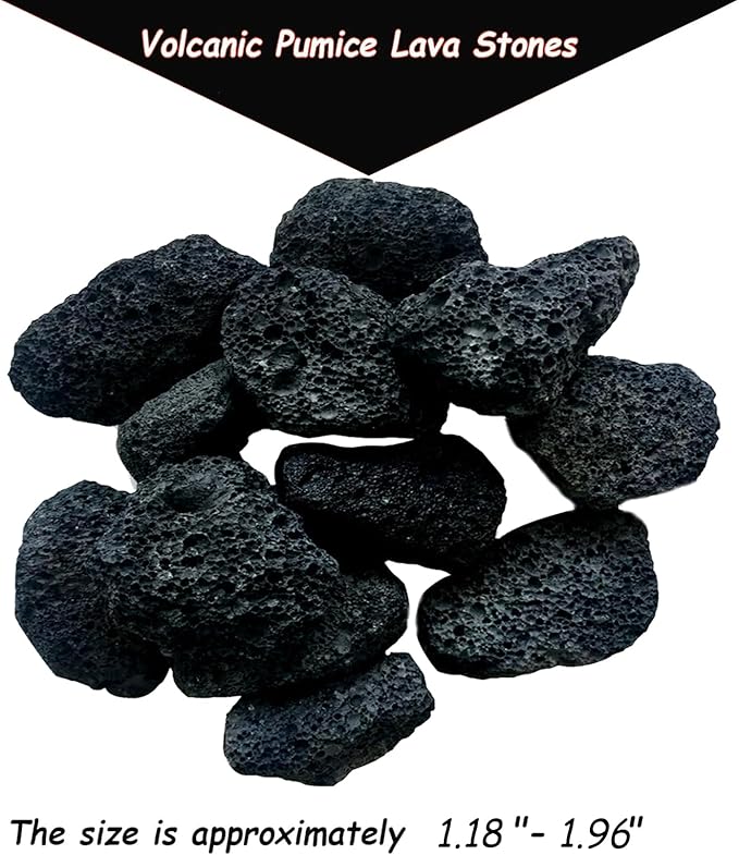 Tfwadmx 10 Pack Aquarium Black Lava Rock Fish Tank Volcanic Pumice Stones for Fish Shrimp Betta(1.18''-1.96'')