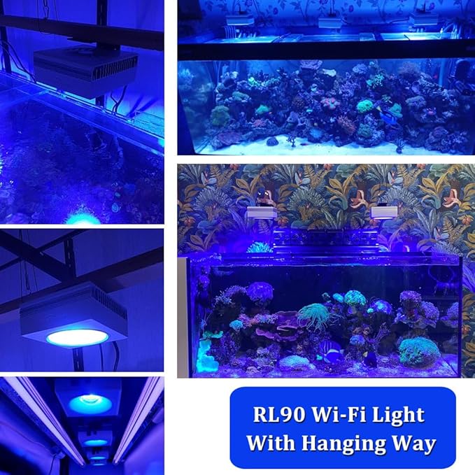 PopBloom 5PCS RL90 Led Aquarium Light for Coral Reef, Smart-APP Control Reef Led Light Aquarium Marine Lighting Fish Tank Light for 240-300CM Saltwater SPS/LPS Reef Aquarium(5 Light with Hang Kit)